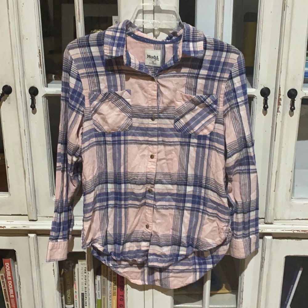 Mudd Girls pink and blue flannel